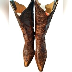 Vintage Corral Womens Lizard  Leather Boots 9.5 Cowgirl